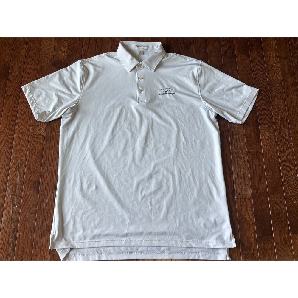 Peter Millar Summer Comfort Mens Polo Shirt Large White Gozzer Ranch ME0EK01S